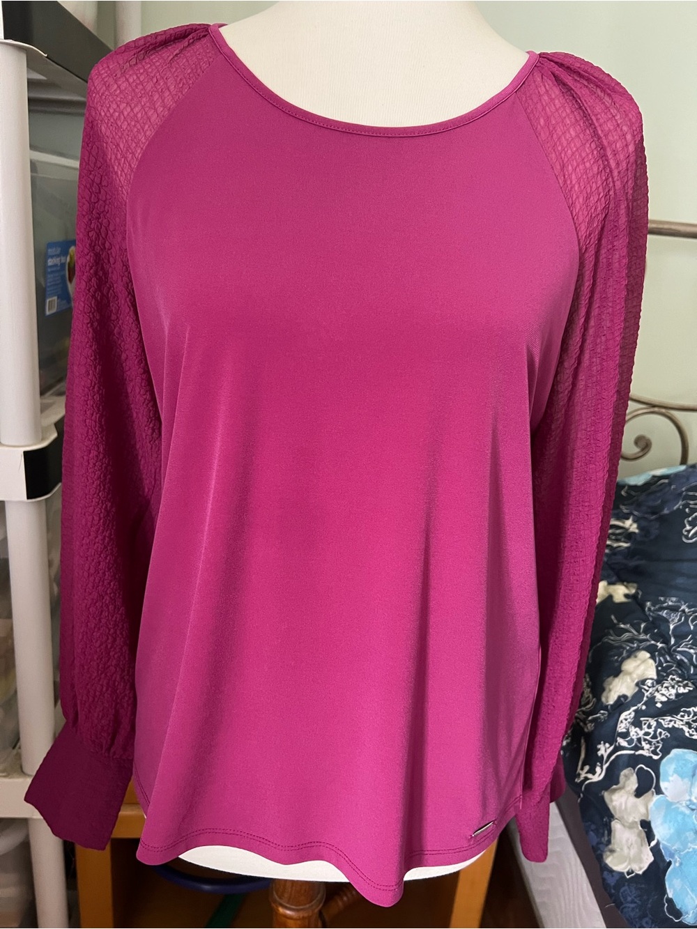 Calvin Klein Women's Magenta Long-Sleeve Knit Top